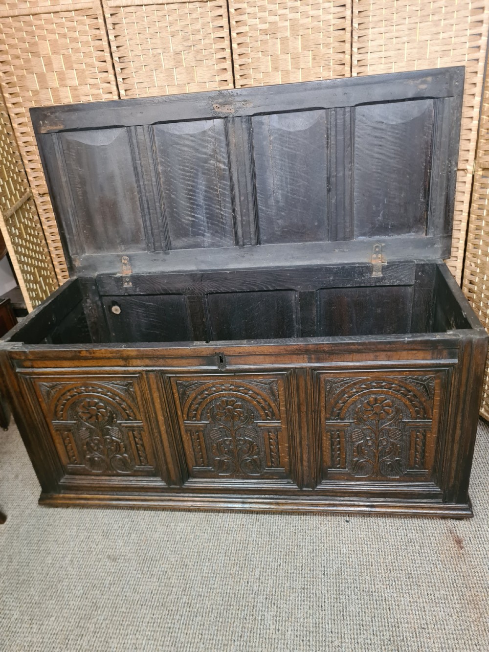 18th Century Carved Oak Coffer View VIII