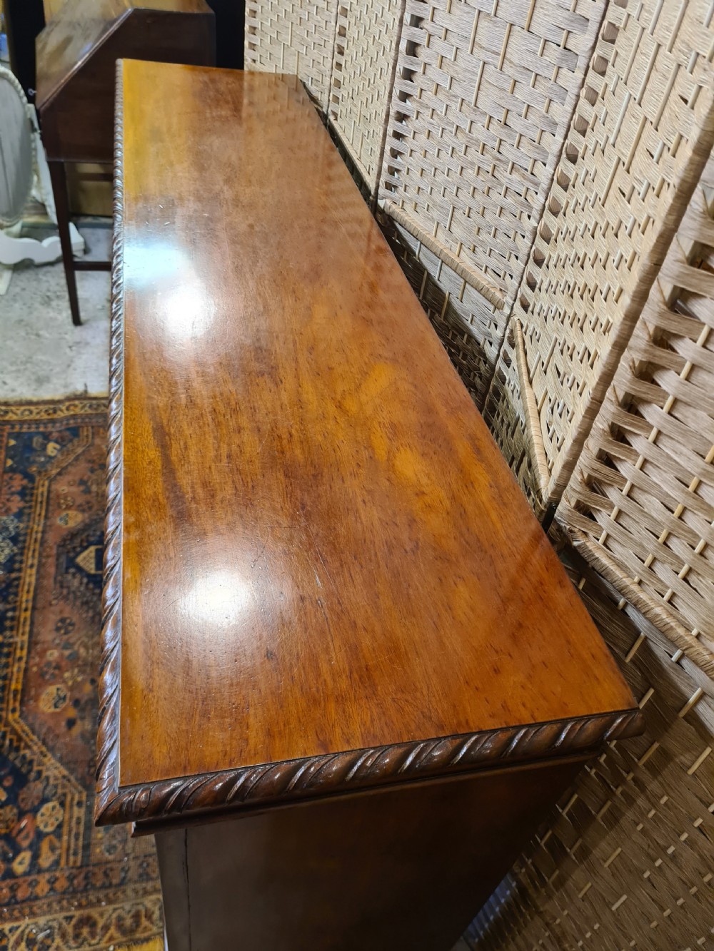 Edwardian Mahogany Open Bookcase.  View VIII