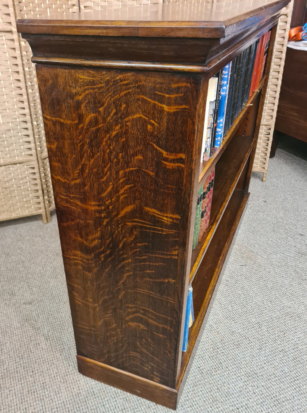 Victorian Quarter Oak Open Bookcase  View II