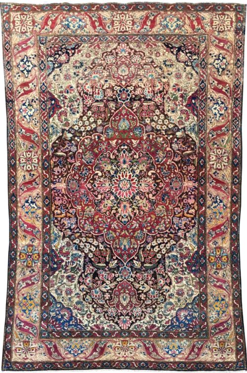 antique isfahan rug 221m x 135m - CATEGORY: ANTIQUE RUGS - DATED 1910