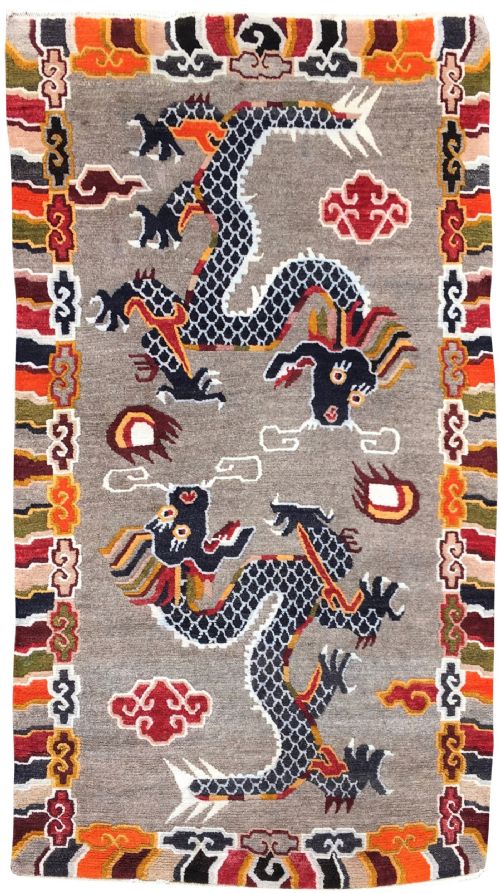 vintage tibetan 'dragon' rug 174m x 098m - CATEGORY: ANTIQUE RUGS - DATED 1930