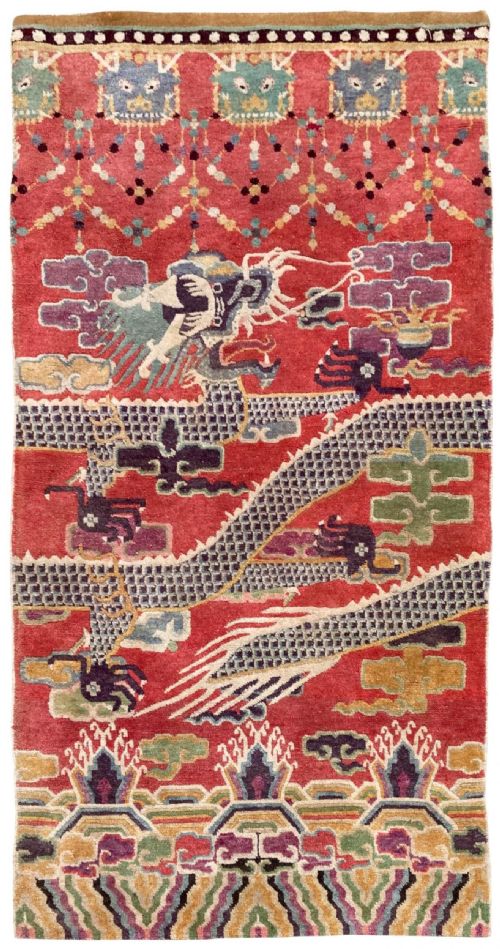 antique chinese pillar rug 188m x 101m - CATEGORY: ANTIQUE RUGS - DATED 1920