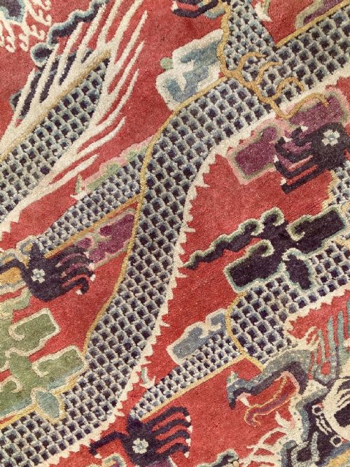 ANTIQUE CHINESE PILLAR RUG 188M X 101M - ADDITIONAL PHOTO 5