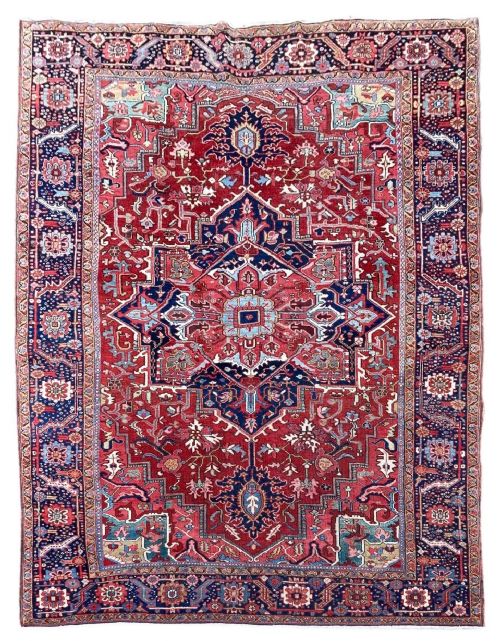 antique heriz carpet 376m x 282m - CATEGORY: ANTIQUE RUGS - DATED 1900