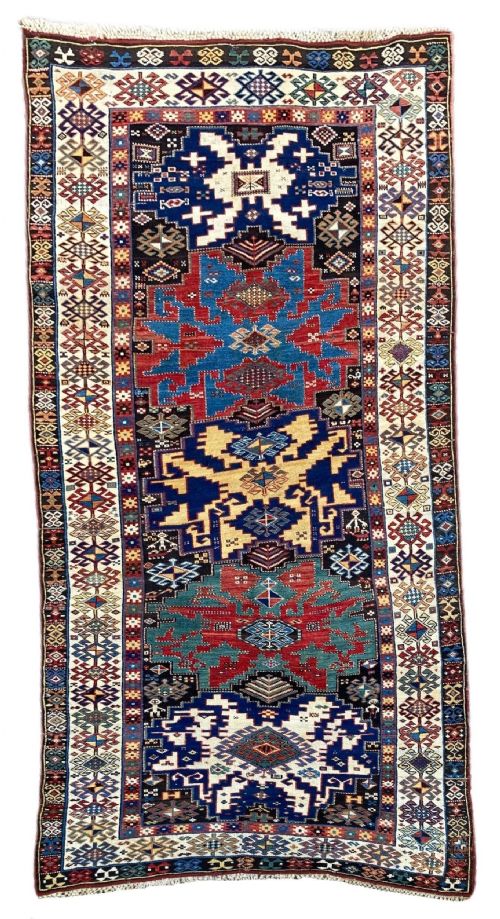 antique caucasian kazak rug 286m x 134m - CATEGORY: ANTIQUE RUGS - DATED 19TH CENTURY