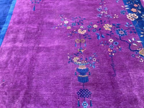 ANTIQUE CHINESE ART DECO CARPET 343M X 274M - ADDITIONAL PHOTO 4