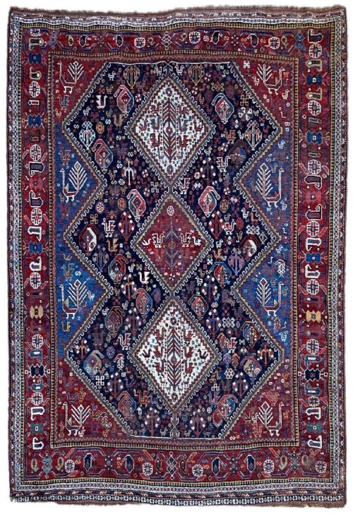 antique qashqai rug 190m 157m - CATEGORY: ANTIQUE RUGS - DATED 1900