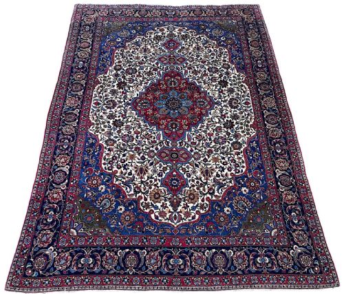 ANTIQUE WOOL SILK ISFAHAN CARPET 343M X 233M - ADDITIONAL PHOTO 1