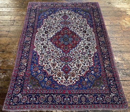 ANTIQUE WOOL SILK ISFAHAN CARPET 343M X 233M - ADDITIONAL PHOTO 4