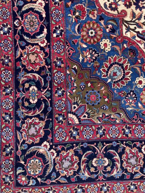 ANTIQUE WOOL SILK ISFAHAN CARPET 343M X 233M - ADDITIONAL PHOTO 6