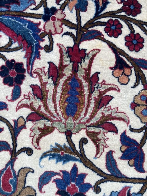ANTIQUE WOOL SILK ISFAHAN CARPET 343M X 233M - ADDITIONAL PHOTO 12