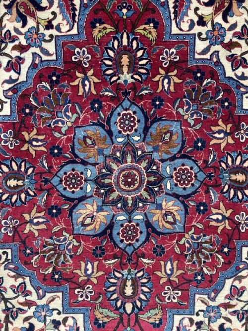 ANTIQUE WOOL SILK ISFAHAN CARPET 343M X 233M - ADDITIONAL PHOTO 14