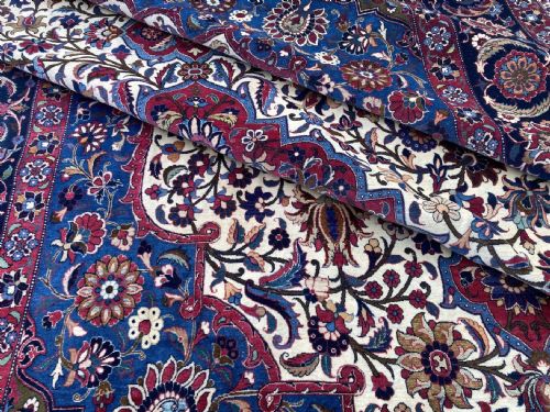 ANTIQUE WOOL SILK ISFAHAN CARPET 343M X 233M - ADDITIONAL PHOTO 15