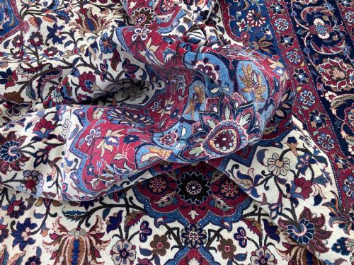 ANTIQUE WOOL SILK ISFAHAN CARPET 343M X 233M - ADDITIONAL PHOTO 16