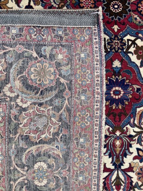 ANTIQUE WOOL SILK ISFAHAN CARPET 343M X 233M - ADDITIONAL PHOTO 17