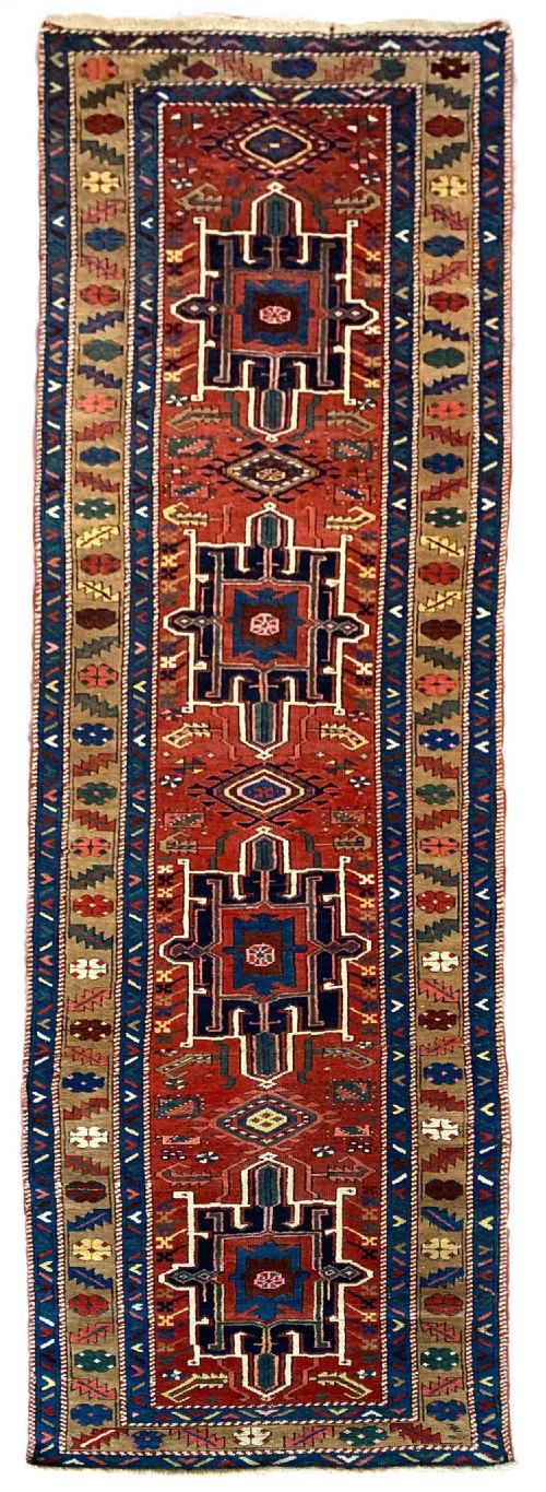 antique heriz runner 418m x 096 - CATEGORY: ANTIQUE RUGS - DATED 1910