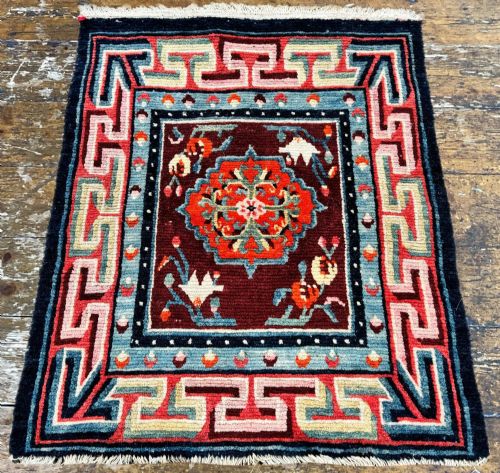 ANTIQUE TIBETAN MEDITATION MAT 063M X 053M - ADDITIONAL PHOTO 3