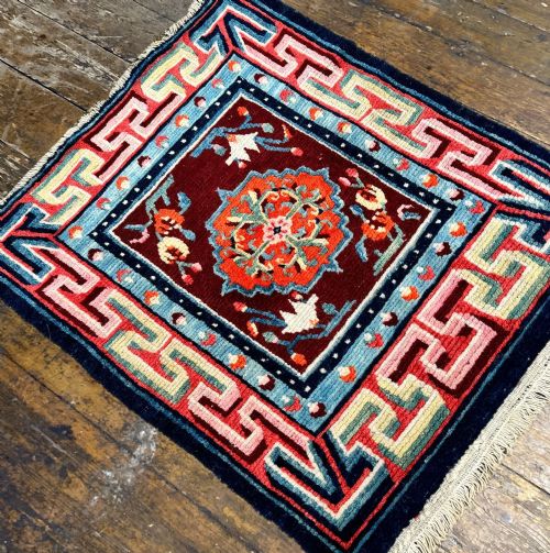 ANTIQUE TIBETAN MEDITATION MAT 063M X 053M - ADDITIONAL PHOTO 4