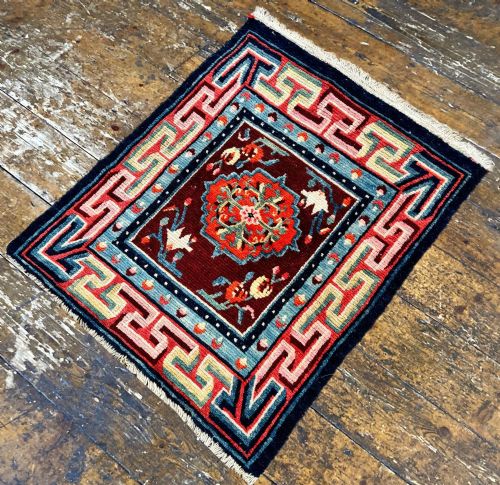 ANTIQUE TIBETAN MEDITATION MAT 063M X 053M - ADDITIONAL PHOTO 5