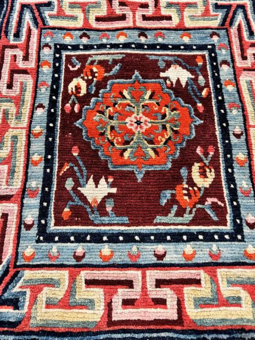 ANTIQUE TIBETAN MEDITATION MAT 063M X 053M - ADDITIONAL PHOTO 7