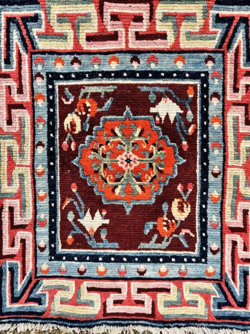 ANTIQUE TIBETAN MEDITATION MAT 063M X 053M - ADDITIONAL PHOTO 12