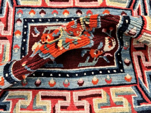 ANTIQUE TIBETAN MEDITATION MAT 063M X 053M - ADDITIONAL PHOTO 14