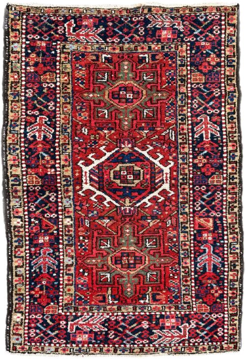 antique karadja rug 143m x 093m - CATEGORY: ANTIQUE RUGS - DATED 1920