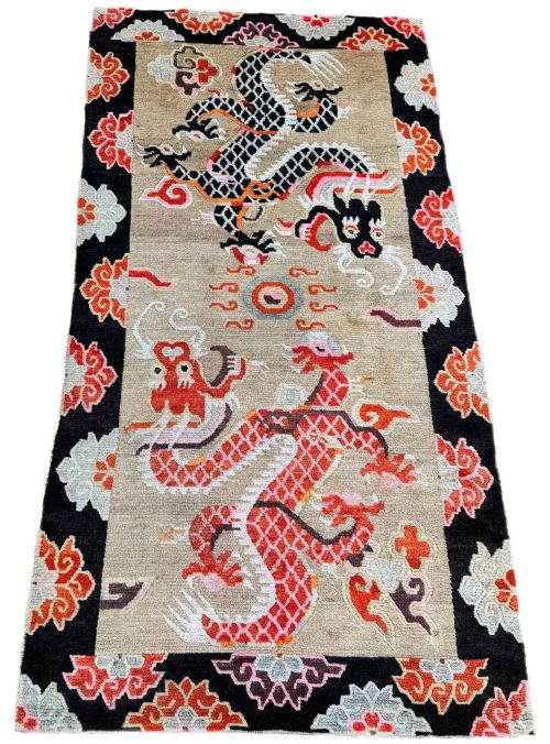 ANTIQUE TIBETAN DRAGON RUG 173M X 088M - ADDITIONAL PHOTO 1