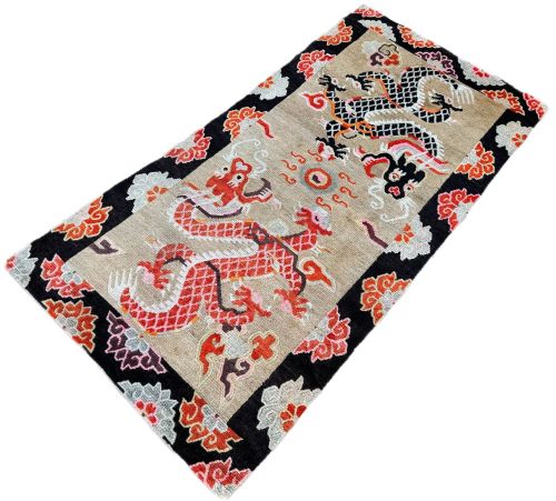 ANTIQUE TIBETAN DRAGON RUG 173M X 088M - ADDITIONAL PHOTO 2