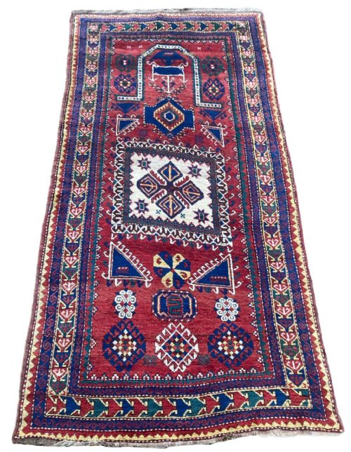 ANTIQUE CAUCASIAN FACHRALO KAZAK PRAYER RUG 248M X 130M - ADDITIONAL PHOTO 1