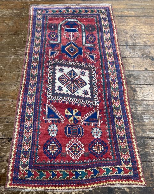 ANTIQUE CAUCASIAN FACHRALO KAZAK PRAYER RUG 248M X 130M - ADDITIONAL PHOTO 3