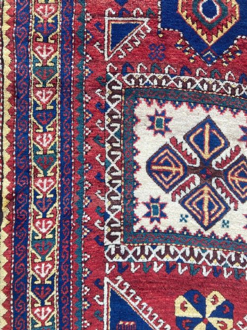 ANTIQUE CAUCASIAN FACHRALO KAZAK PRAYER RUG 248M X 130M - ADDITIONAL PHOTO 11