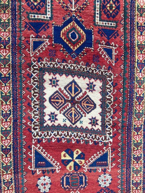 ANTIQUE CAUCASIAN FACHRALO KAZAK PRAYER RUG 248M X 130M - ADDITIONAL PHOTO 12