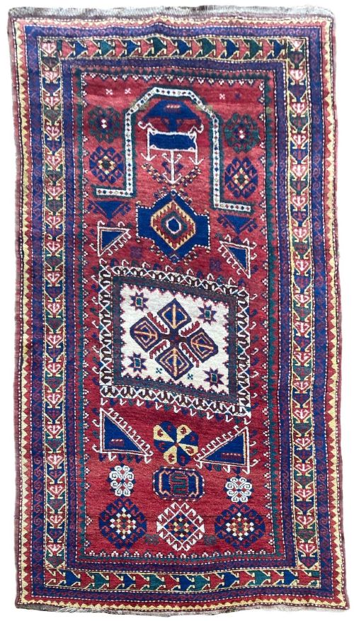 Antique Caucasian Fachralo Kazak Prayer Rug 2.48m X 1.30m
