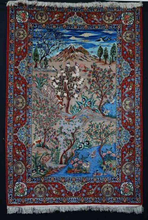 Old Isfahan Pictorial Rug, Central Persia