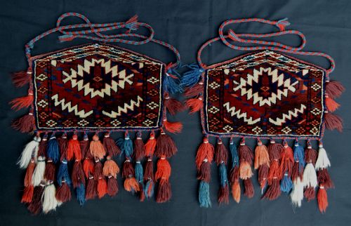 Pair of Turkmen Camel Knee-decorations, Yomud Tribes, Trans-caspian Steppes, Central Asia