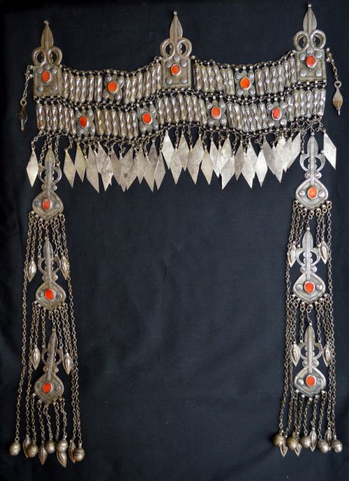 Antique 'Sinsile' (Head-band), Ersari Turkmen Tribes, Turkmenistan, Central Asia.