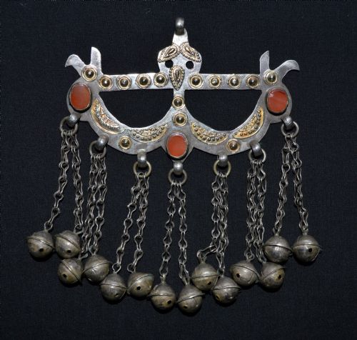 Antique Turkmen Dorsal Headdress Ornament, Yomut Tribe, Trans-caspian Steppes, Turkmenistan, Central Asia.