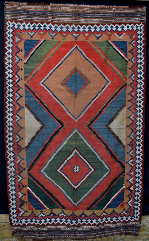 Antique Kilim, Qashqa'i Nomads, Fars Province, South-west Persia.