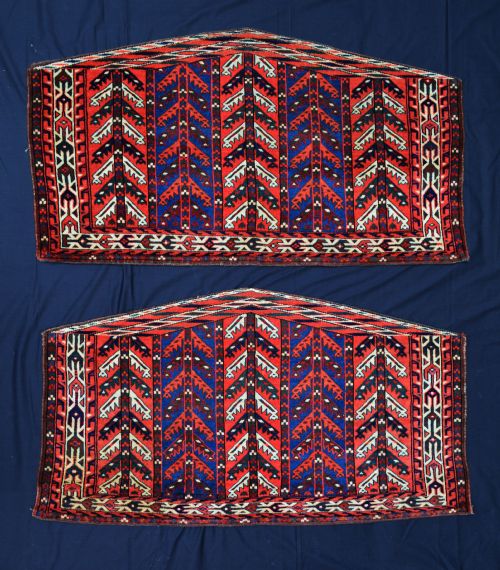Pair of Antique Asmalyks, Yomut Turkmen Tribes, Trans-caspian Steppes. Turkmenistan, Central Asia.
