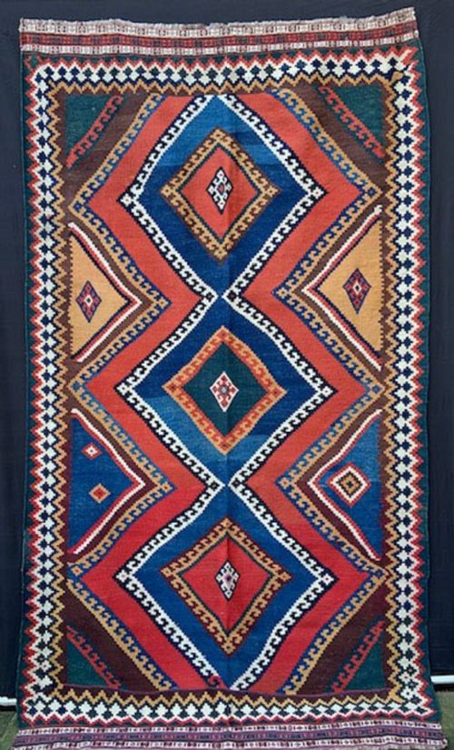 Antique Kilim, Qashqa'i Tribes, Fars Province, South-west Persia.