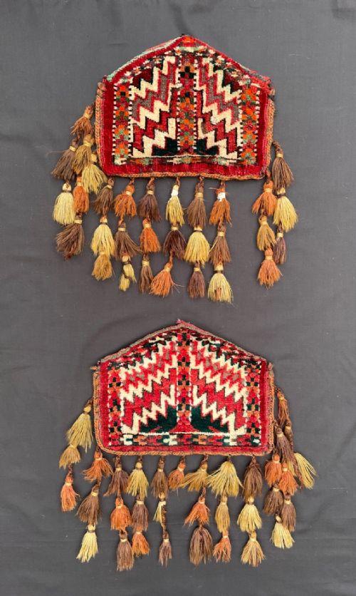 Pair of Antique Turkmen Dizlyks, Yomut Tribes, Trans-caspian Steppes, Turkmenistan, Central Asia.