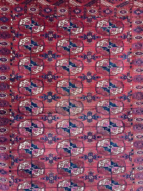 fig 1. Antique Turkmen Rug, Teke Tribes, Merv Oasis, Turkmenistan, Central Asia.