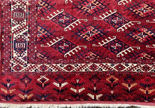 fig 1. Antique Turkmen Main Carpet, Yomut Tribes, Trans-Caspian Steppes, Turkmenistan, Central Asia.