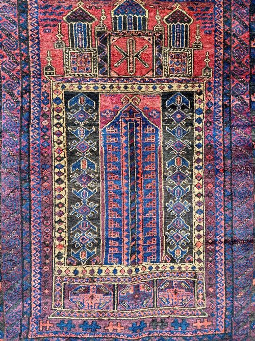 fig 1. Antique Prayer-Rug, Baluch Tribes of Sistan Province, South-East Persia.