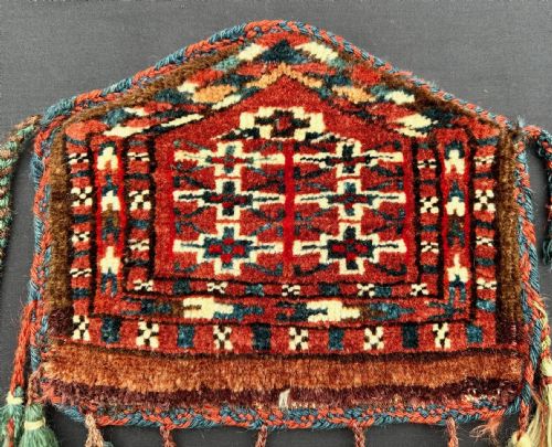 fig 1. Antique Pair of Turkmen Dizlyks, Chowdur Tribe, Mangyshlak / Khorezm Oasis, Turkmenistan.