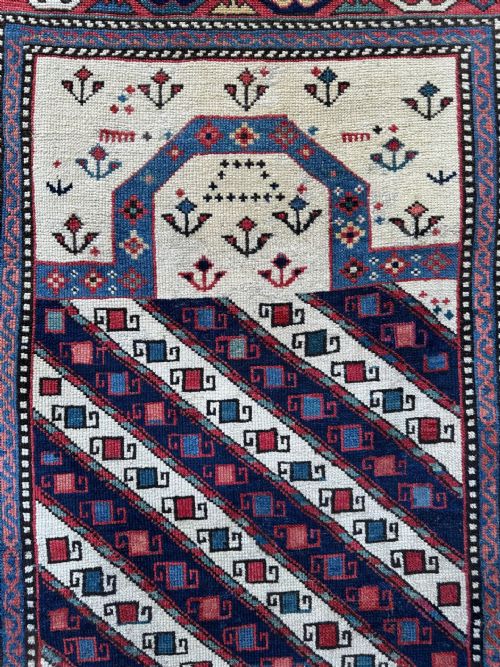 ANTIQUE PRAYERRUG GENDJE EASTERN CAUCASUS - ADDITIONAL PHOTO 4