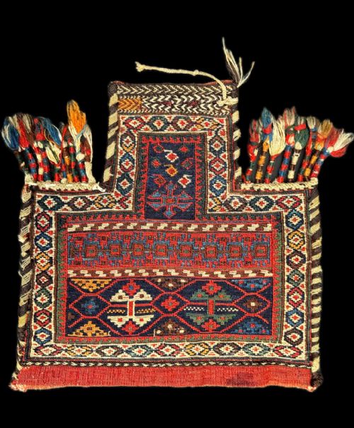 Antique Salt-bag, Afshar Nomads of the Jebal Barez Mountains, Kerman Province, South Persia.