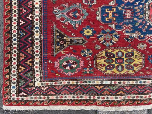 ANTIQUE SOUMAK CARPET DAGHESTANKUBA REGION EASTERN CAUCASUS - ADDITIONAL PHOTO 4