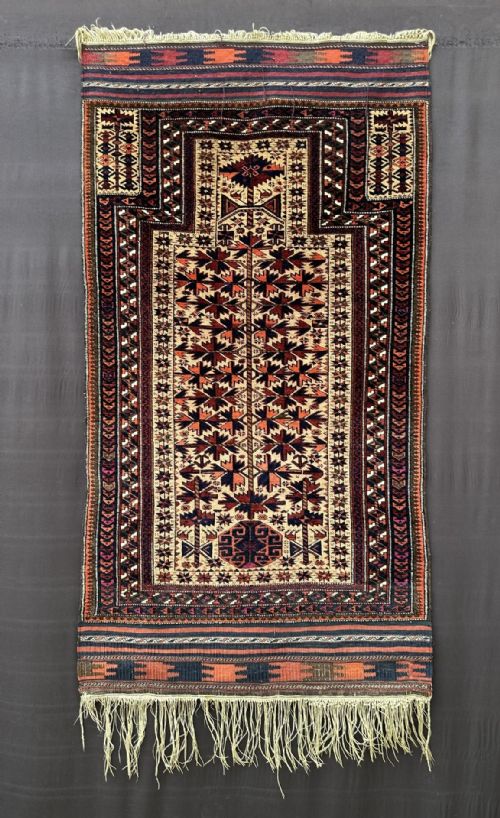 ANTIQUE TIMURI PRAYERRUG YAQOUB KHANI TRIBE BORDERLANDS OF NORTHEAST PERSIA NORTHWEST AFGHANISTAN